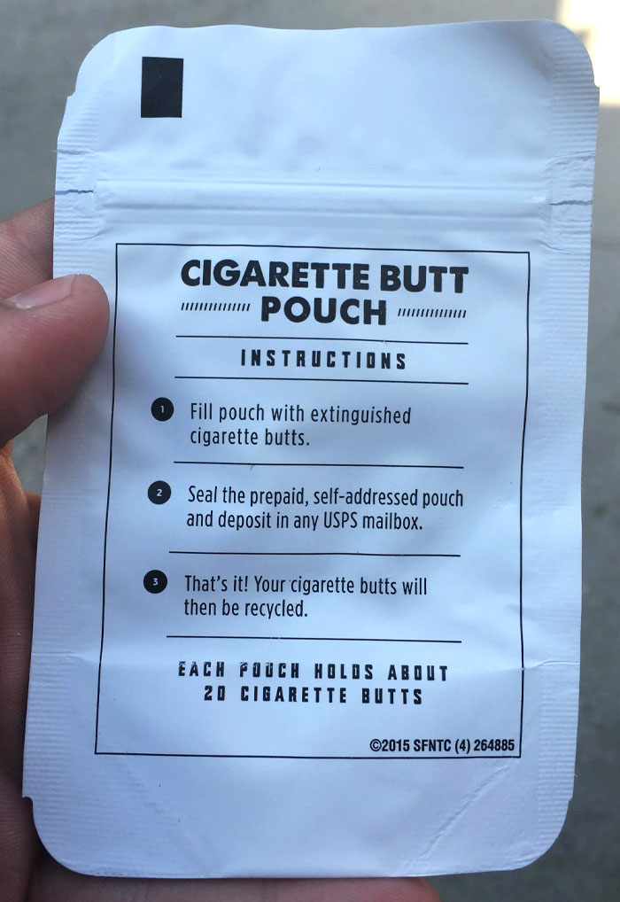 I Bought A Pack Of Cigarettes And They Came With A Postage-Paid Recycling Pouch