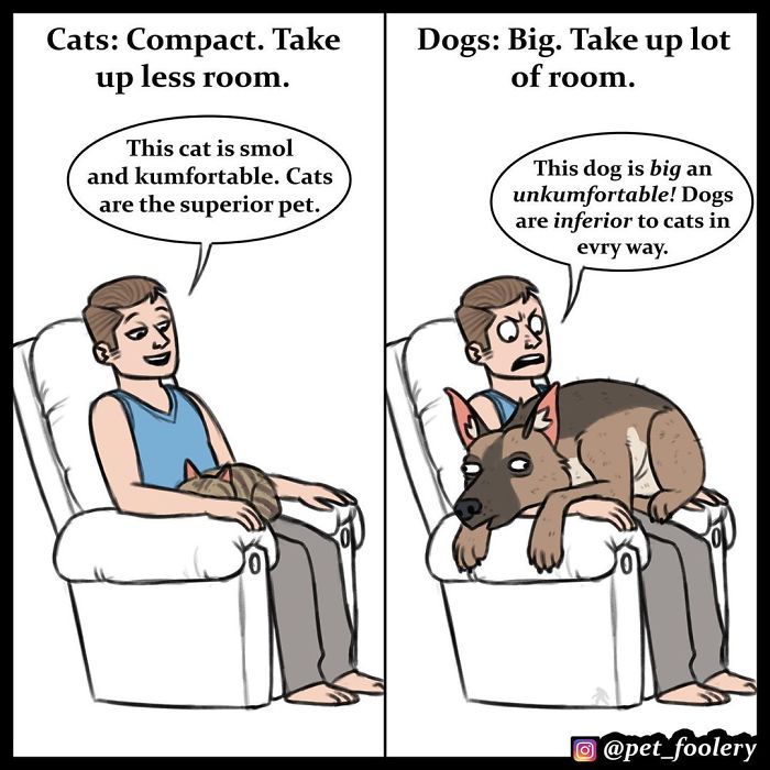 4 Hilarious Comics Explaining Why Cats Are Better Than Dogs