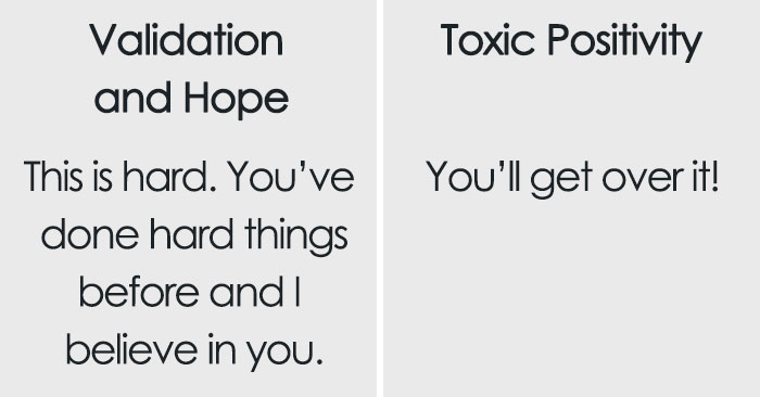 Therapist Explains The Important Difference Between Support And ‘Toxic Positivity’ In One Simple Chart