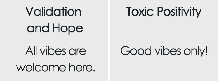Therapist Explains The Important Difference Between Support And ‘Toxic Positivity’ In One Simple Chart Therapist Explains The Important Difference Between Support And ‘Toxic Positivity’ In One Simple Chart