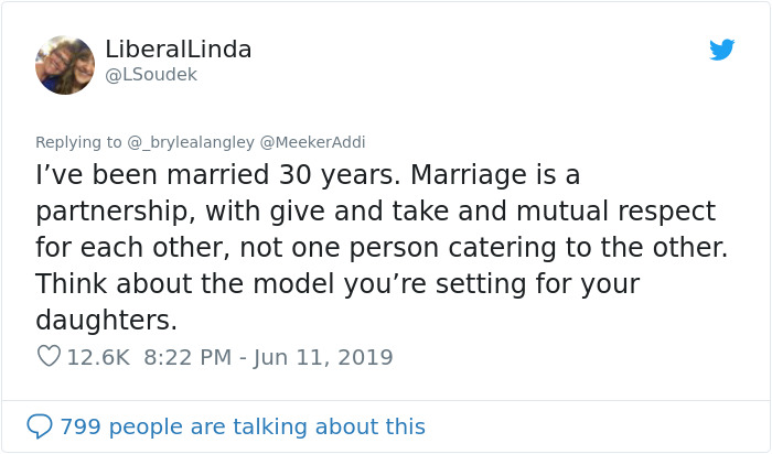 Woman Says She Was Raised To Take Care Of Her Husband, Gets Roasted With 14 Responses Woman Says She Was Raised To Take Care Of Her Husband, Gets Roasted With 14 Responses