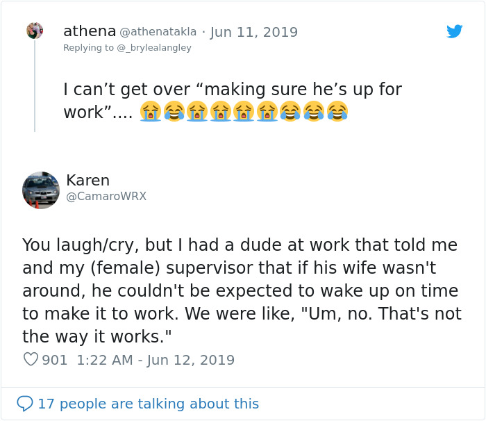 Woman Says She Was Raised To Take Care Of Her Husband, Gets Roasted With 14 Responses Woman Says She Was Raised To Take Care Of Her Husband, Gets Roasted With 14 Responses
