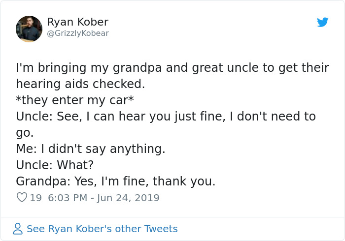 Guy Takes His Grandpa And Uncle To Get Their Hearing Aids Done, Tweets Hilarious Adventures On The Way Guy Takes His Grandpa And Uncle To Get Their Hearing Aids Done, Tweets Hilarious Adventures On The Way