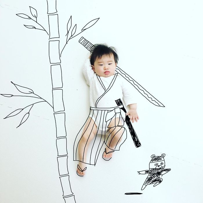 This Father Mixes Drawings And Photos To Create A Fantasy World For His Children