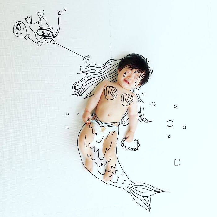 This Father Mixes Drawings And Photos To Create A Fantasy World For His Children