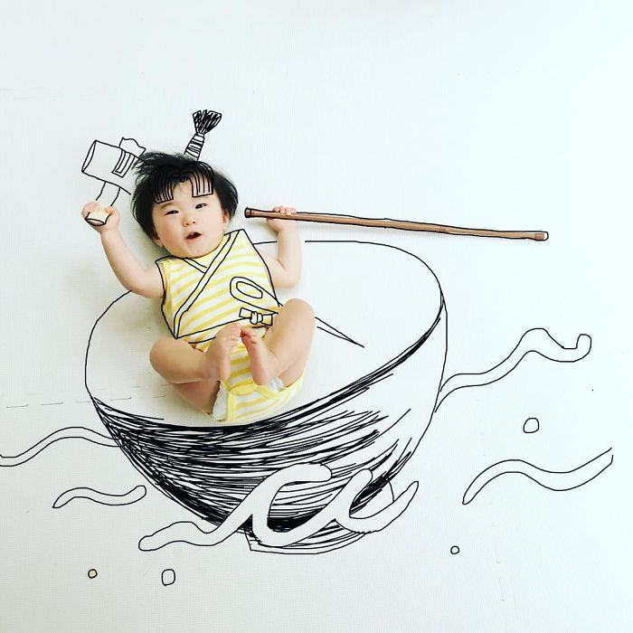 This Father Mixes Drawings And Photos To Create A Fantasy World For His Children
