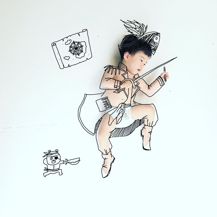 This Father Mixes Drawings And Photos To Create A Fantasy World For His Children