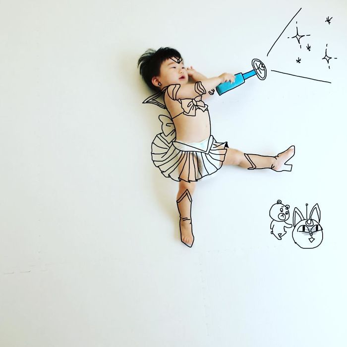 This Father Mixes Drawings And Photos To Create A Fantasy World For His Children