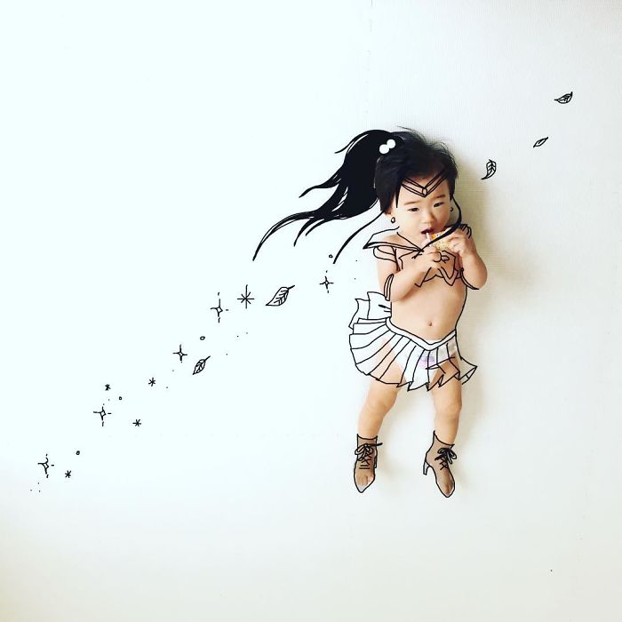 This Father Mixes Drawings And Photos To Create A Fantasy World For His Children