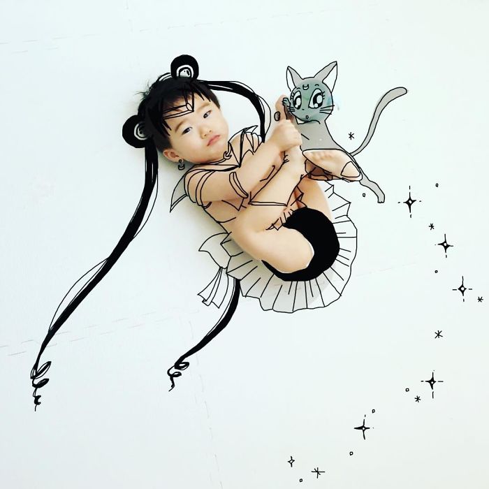 This Father Mixes Drawings And Photos To Create A Fantasy World For His Children