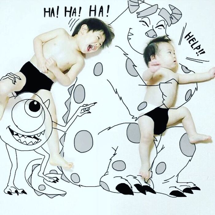 This Father Mixes Drawings And Photos To Create A Fantasy World For His Children