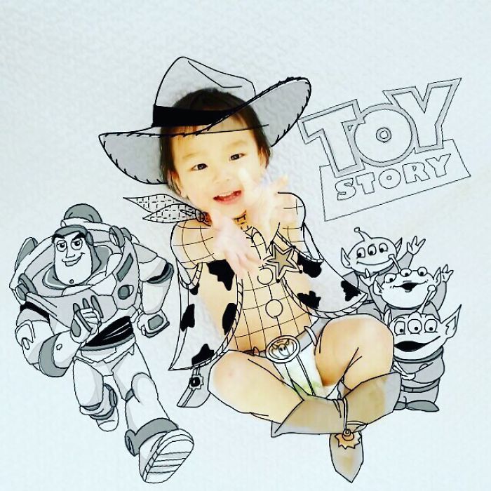 This Father Mixes Drawings And Photos To Create A Fantasy World For His Children