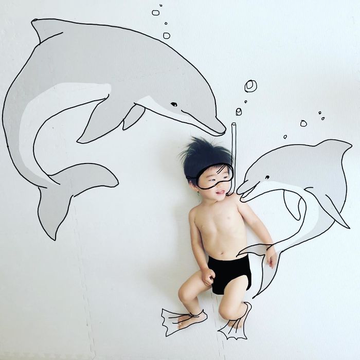 This Father Mixes Drawings And Photos To Create A Fantasy World For His Children