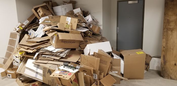 Apparently The Businesses In My Shopping Center Decided That The Recycling Chute (Two Units Down) Is Too Far Of A Walk. That Door Is My Store