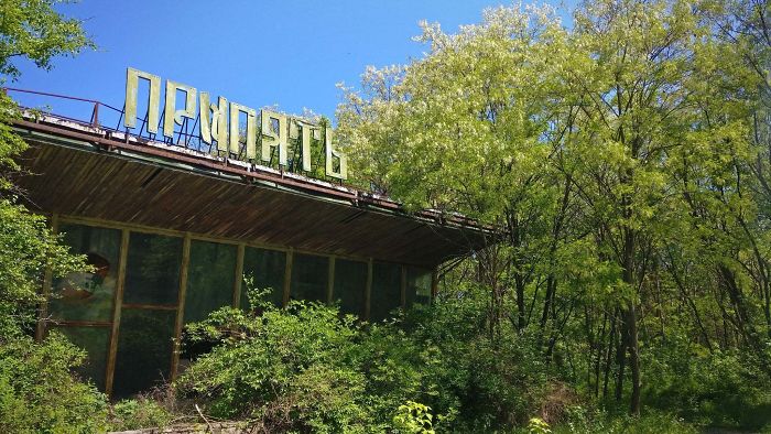Abandoned Market/Café On A Sunny Day In Pripyat, Ukraine