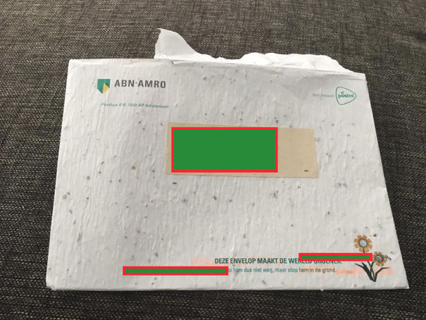 My Bank Uses An Eco Friendly Envelope Which You Can Put In The Ground And The Flower Seeds Within The Paper Will Grow
