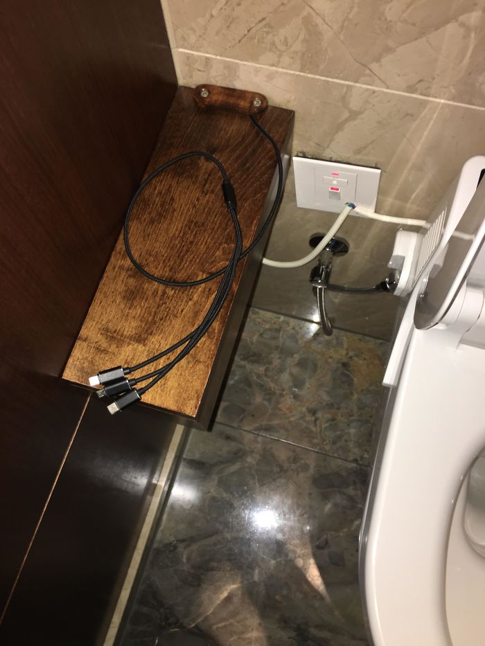 The Shangri-La Hotel In London Has Charging Cables For Your Devices In Their Guest Toilets