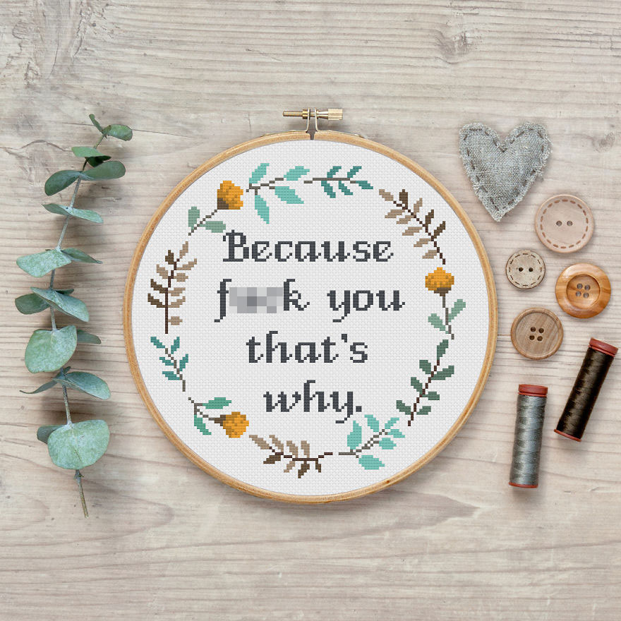 19 Modern Cross Stitches That Are Inappropriate But Fabulous! And Hilarious Too