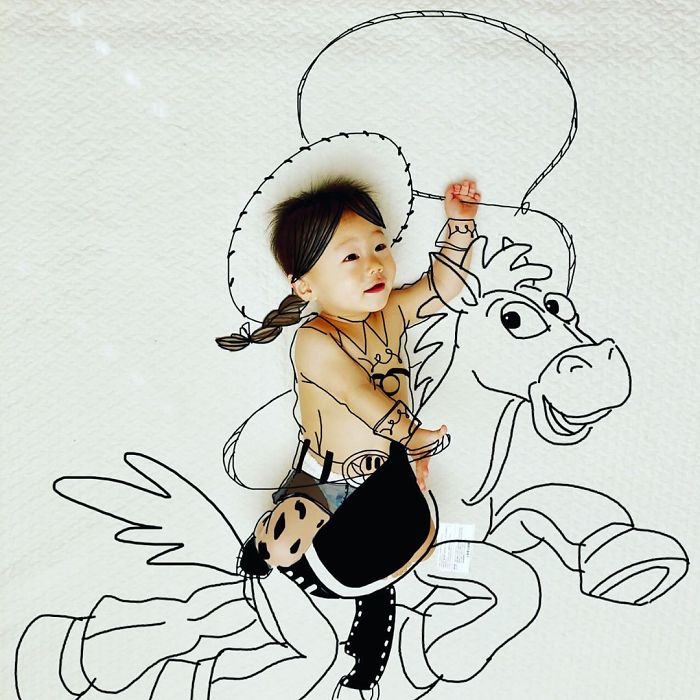 This Father Mixes Drawings And Photos To Create A Fantasy World For His Children