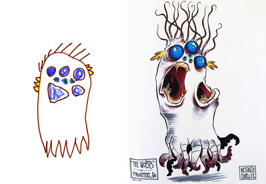 Artists From Around The World Have Drawn Hundreds Of Monsters Based On My Kids' Designs