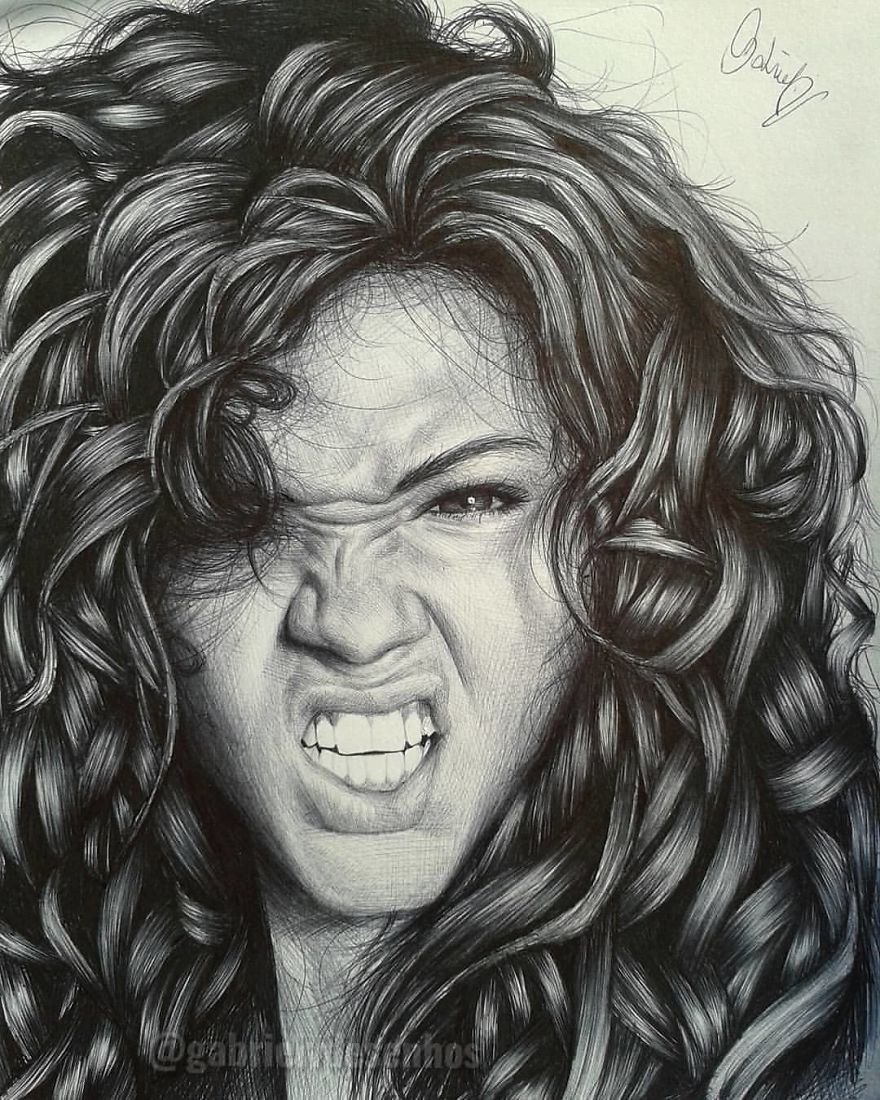 Artist Uses As A Tool Only A Ballpoint Pen To Capture The Emotions Of The People And The Result Is Amazing