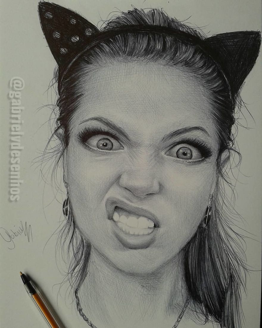 Artist Uses As A Tool Only A Ballpoint Pen To Capture The Emotions Of The People And The Result Is Amazing