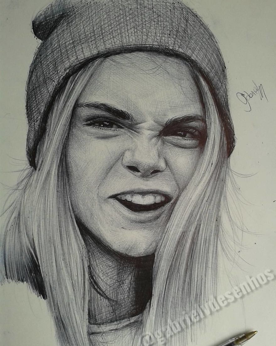 Artist Uses As A Tool Only A Ballpoint Pen To Capture The Emotions Of The People And The Result Is Amazing