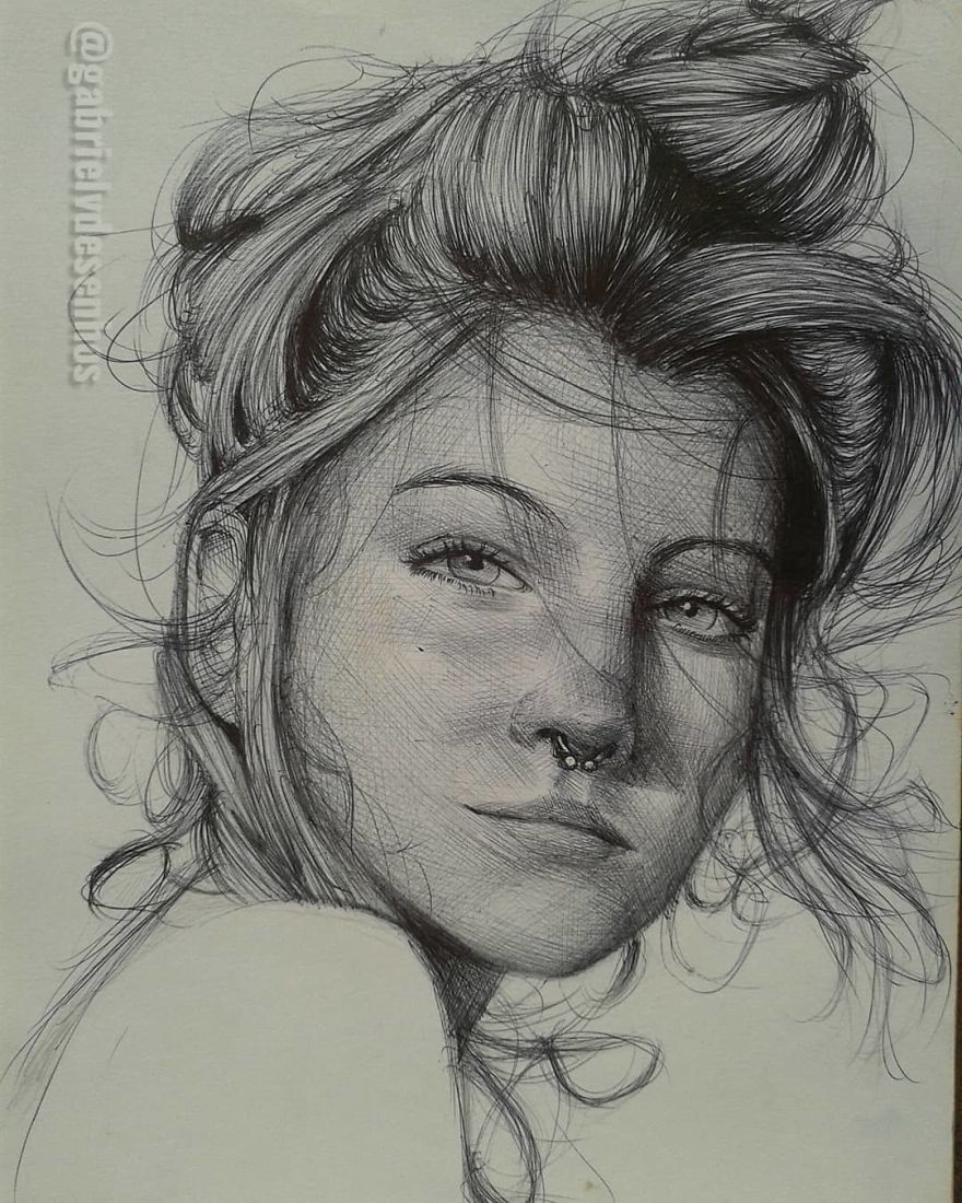 Artist Uses As A Tool Only A Ballpoint Pen To Capture The Emotions Of The People And The Result Is Amazing