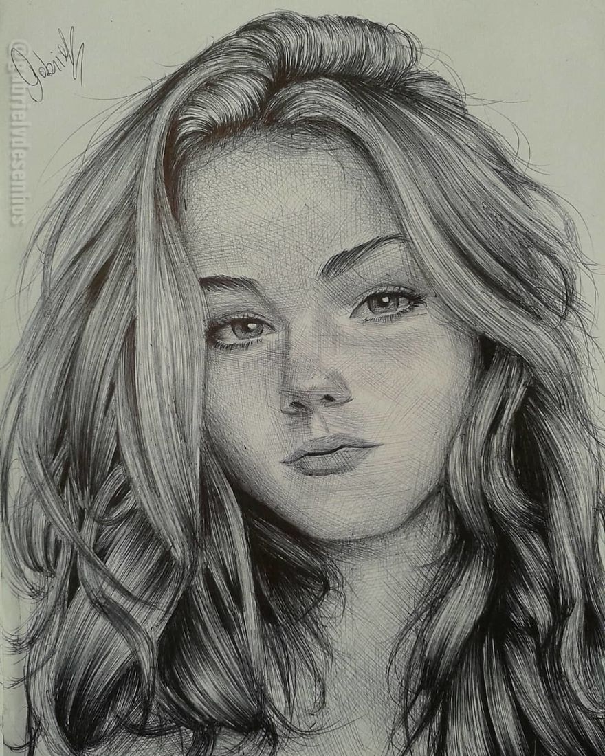 Artist Uses As A Tool Only A Ballpoint Pen To Capture The Emotions Of The People And The Result Is Amazing