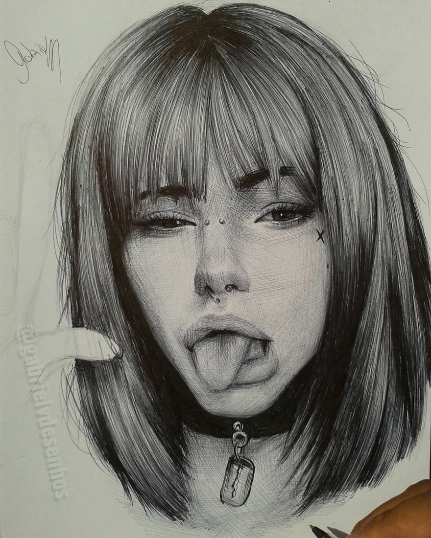 Artist Uses As A Tool Only A Ballpoint Pen To Capture The Emotions Of The People And The Result Is Amazing