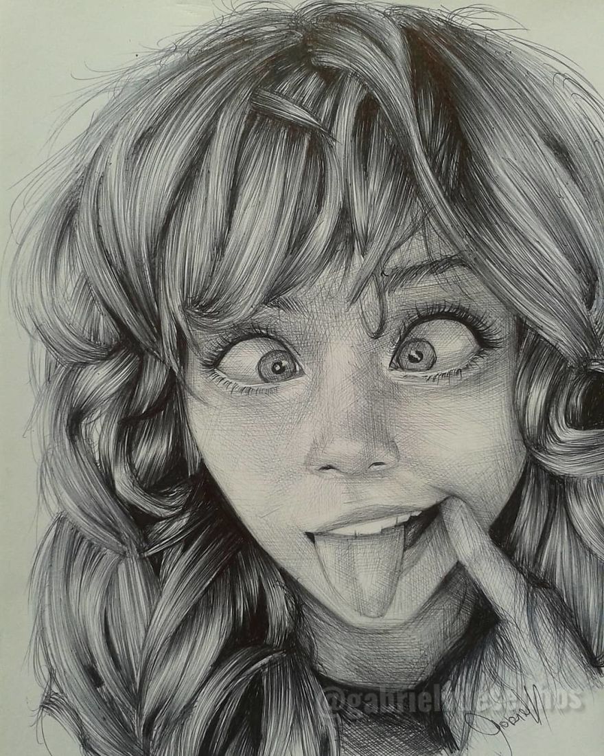 Artist Uses As A Tool Only A Ballpoint Pen To Capture The Emotions Of The People And The Result Is Amazing