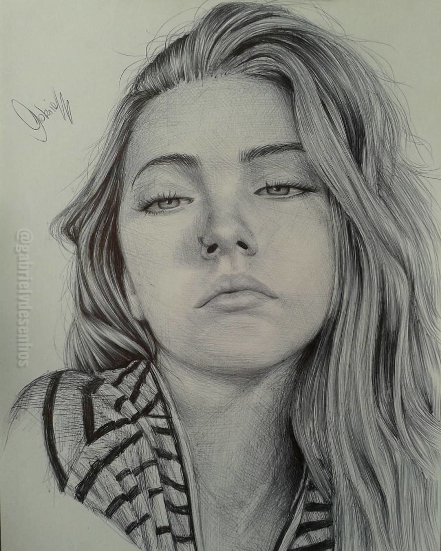 Artist Uses As A Tool Only A Ballpoint Pen To Capture The Emotions Of The People And The Result Is Amazing