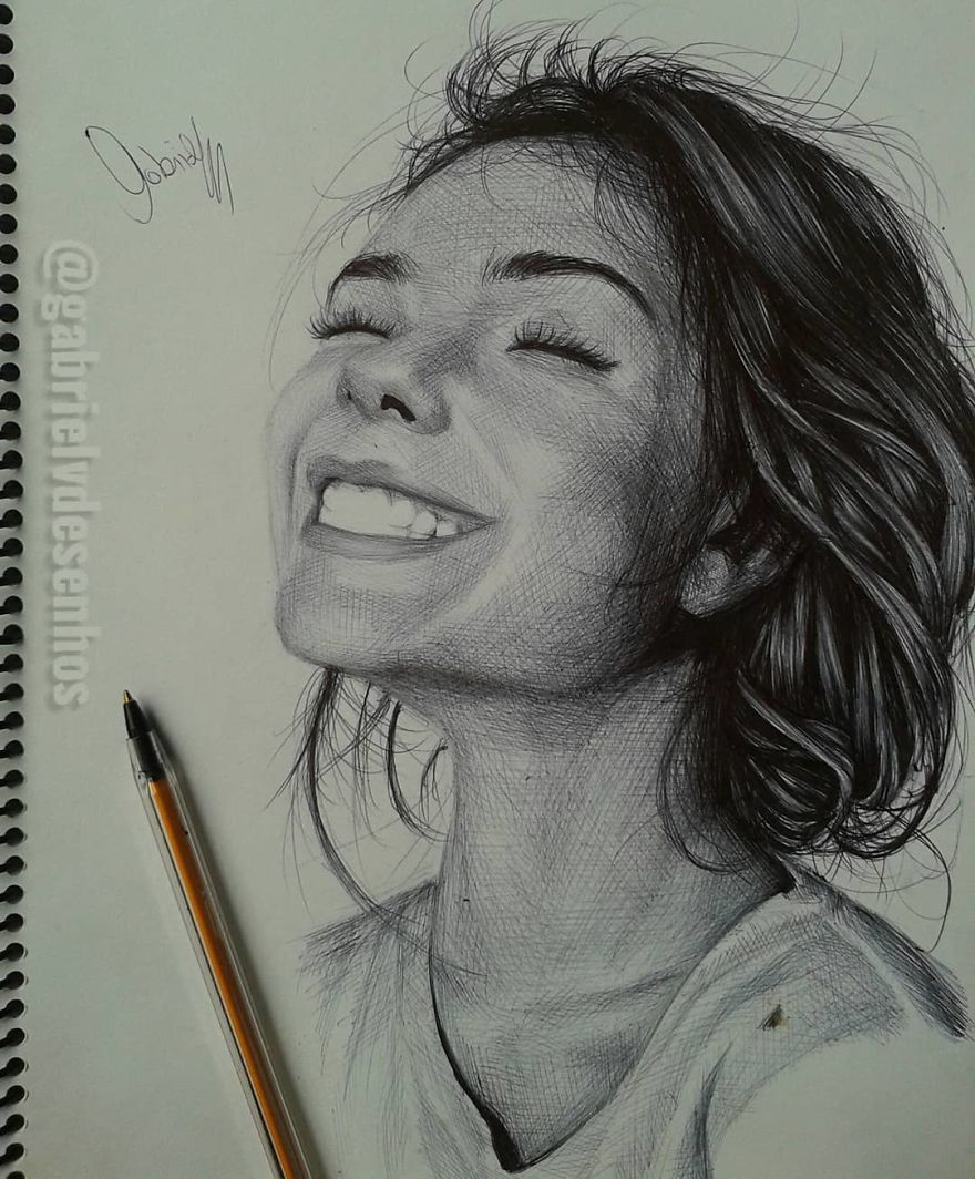 Artist Uses As A Tool Only A Ballpoint Pen To Capture The Emotions Of The People And The Result Is Amazing