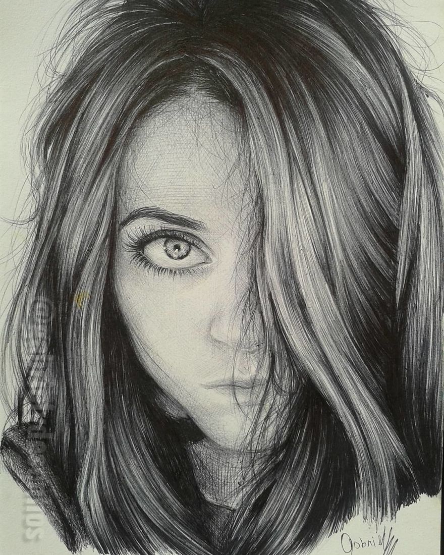Artist Uses As A Tool Only A Ballpoint Pen To Capture The Emotions Of The People And The Result Is Amazing