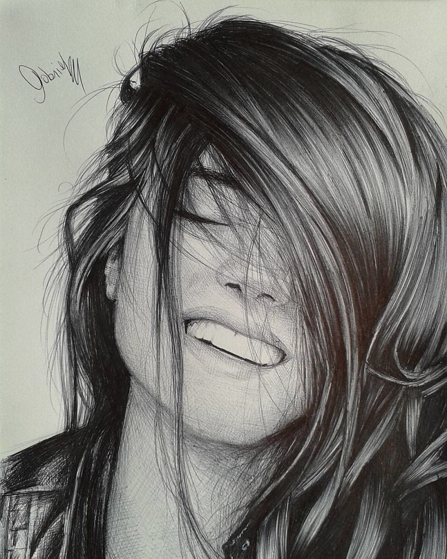 Artist Uses As A Tool Only A Ballpoint Pen To Capture The Emotions Of The People And The Result Is Amazing