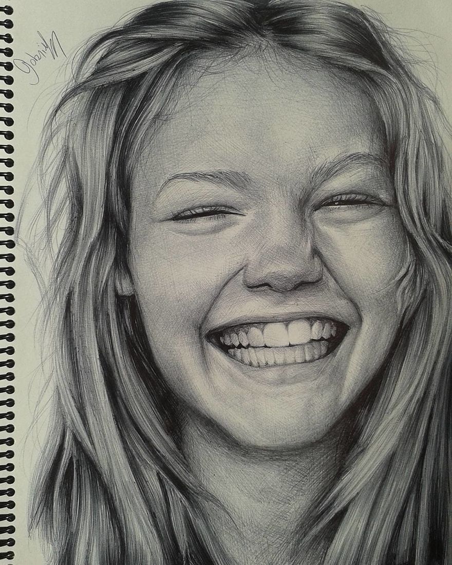 Artist Uses As A Tool Only A Ballpoint Pen To Capture The Emotions Of The People And The Result Is Amazing
