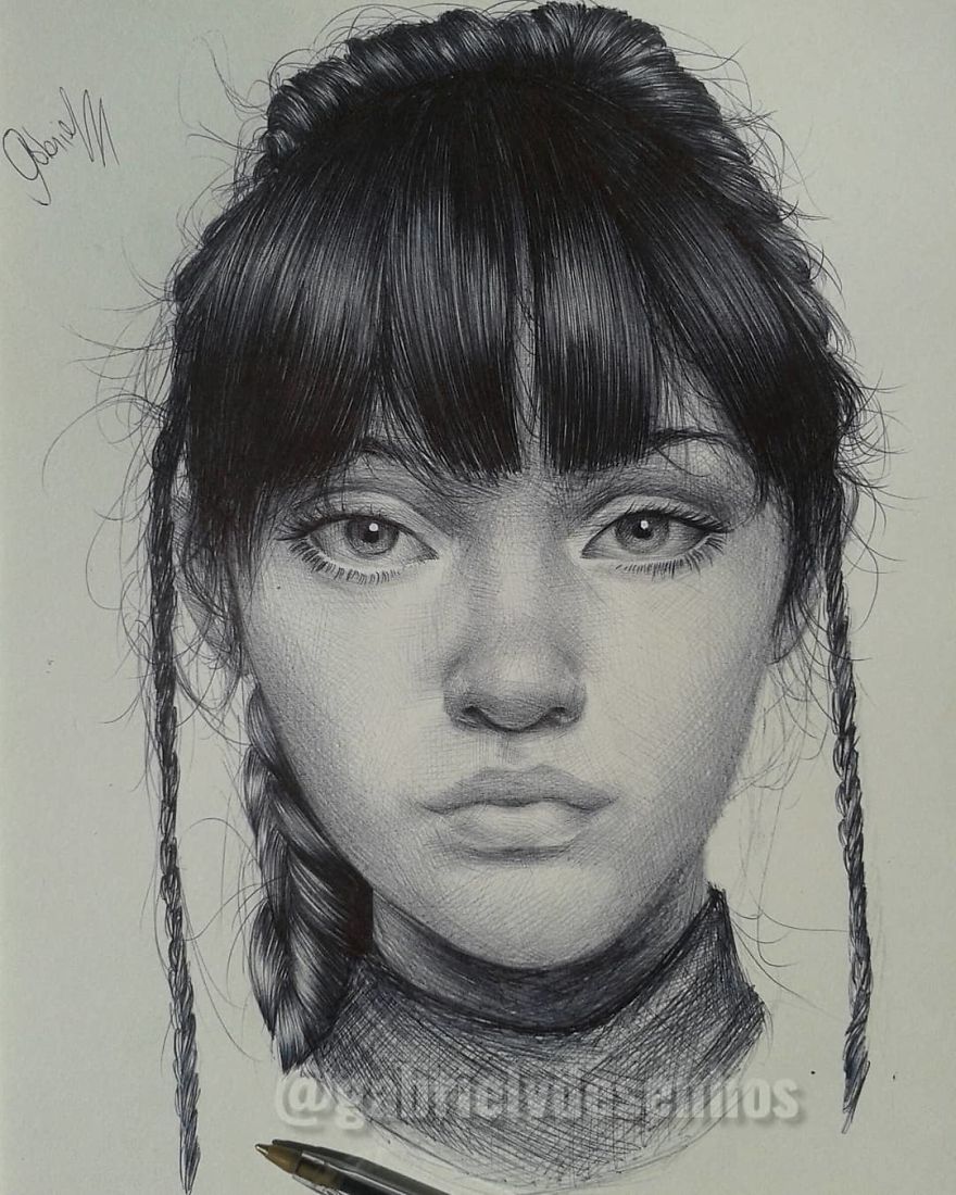 Artist Uses As A Tool Only A Ballpoint Pen To Capture The Emotions Of The People And The Result Is Amazing