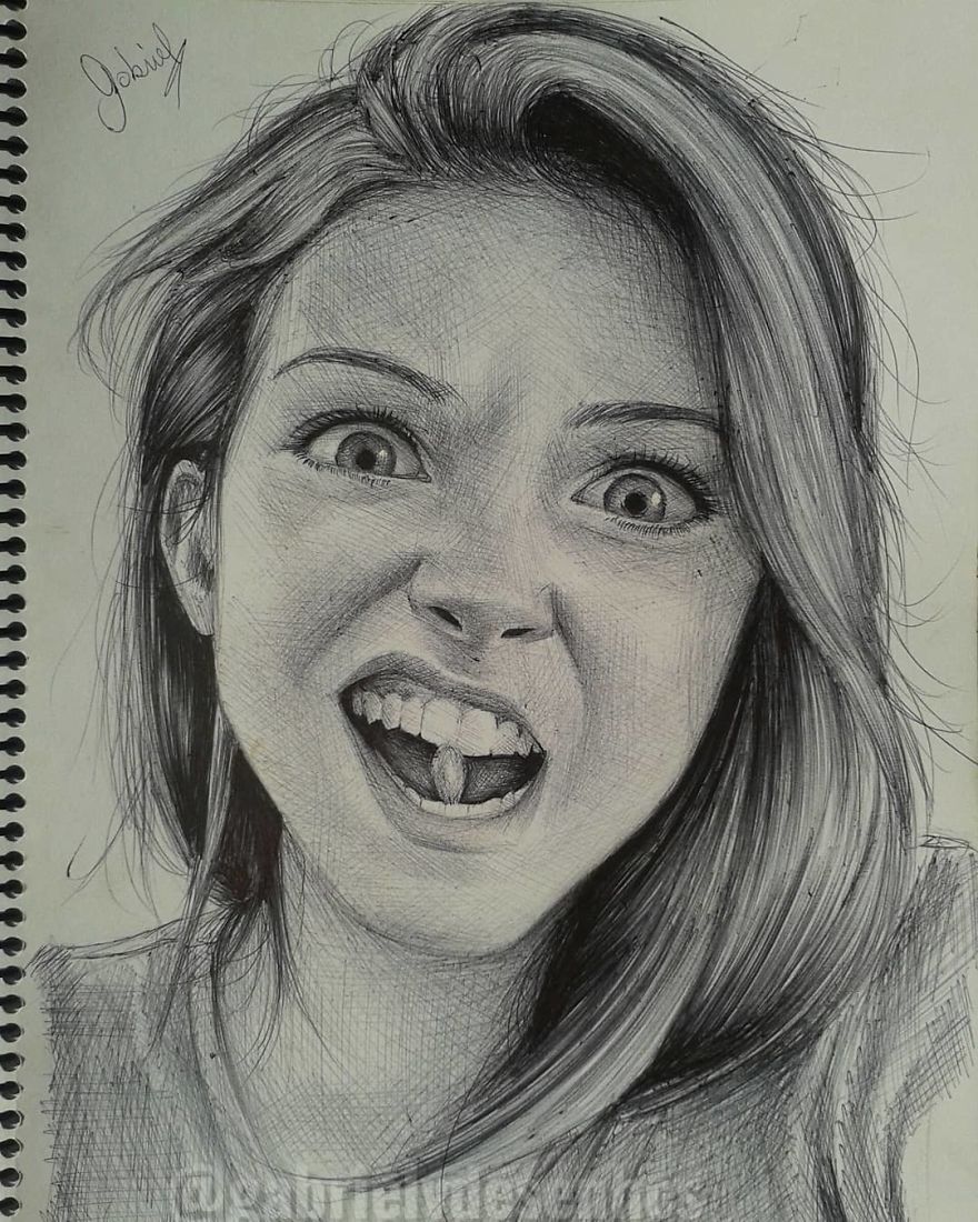 Artist Uses As A Tool Only A Ballpoint Pen To Capture The Emotions Of The People And The Result Is Amazing