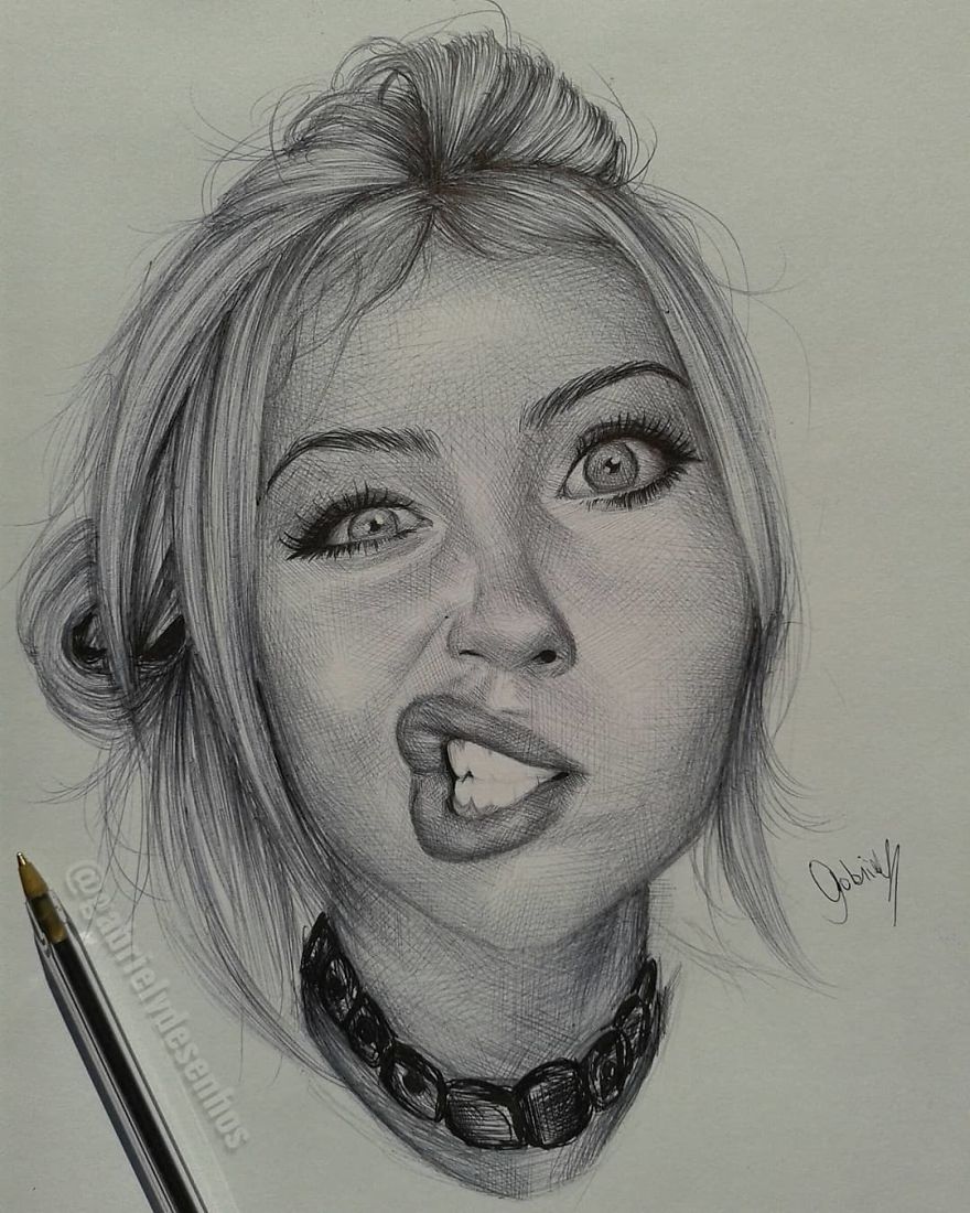 Artist Uses As A Tool Only A Ballpoint Pen To Capture The Emotions Of The People And The Result Is Amazing