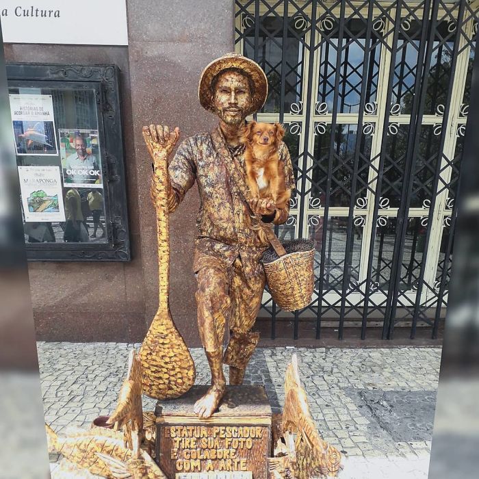 Little Dog Copies Her Bronze Owner In A Bronze Living Statue Performance And It Goes Viral Little Dog Copies Her Bronze Owner In A Bronze Living Statue Performance And It Goes Viral