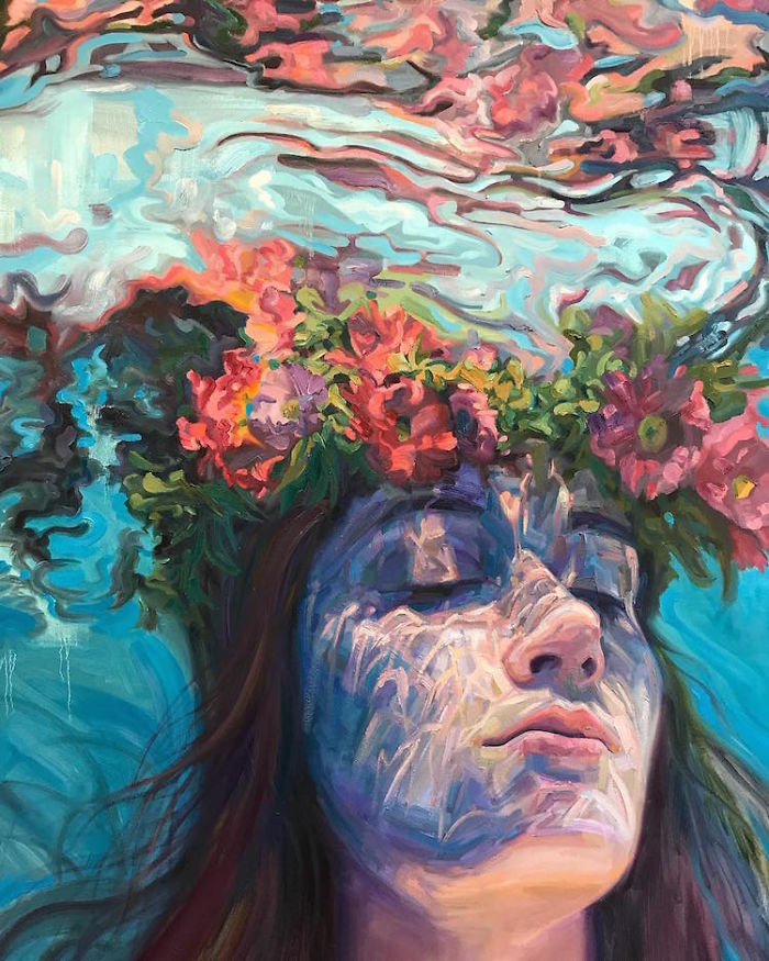 Californian Artist Isabel Emrich Paints Dazzling Depictions Of Women Submerged Underwater 🌊