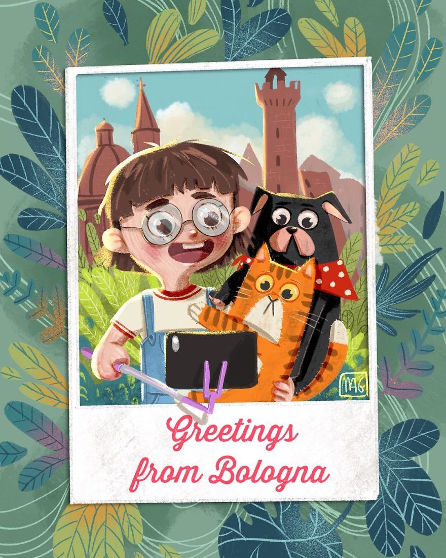 Italian Illustrator Shows In Sweet Illustrations That Even Cats Being Independent, They Can Be His Best Friends