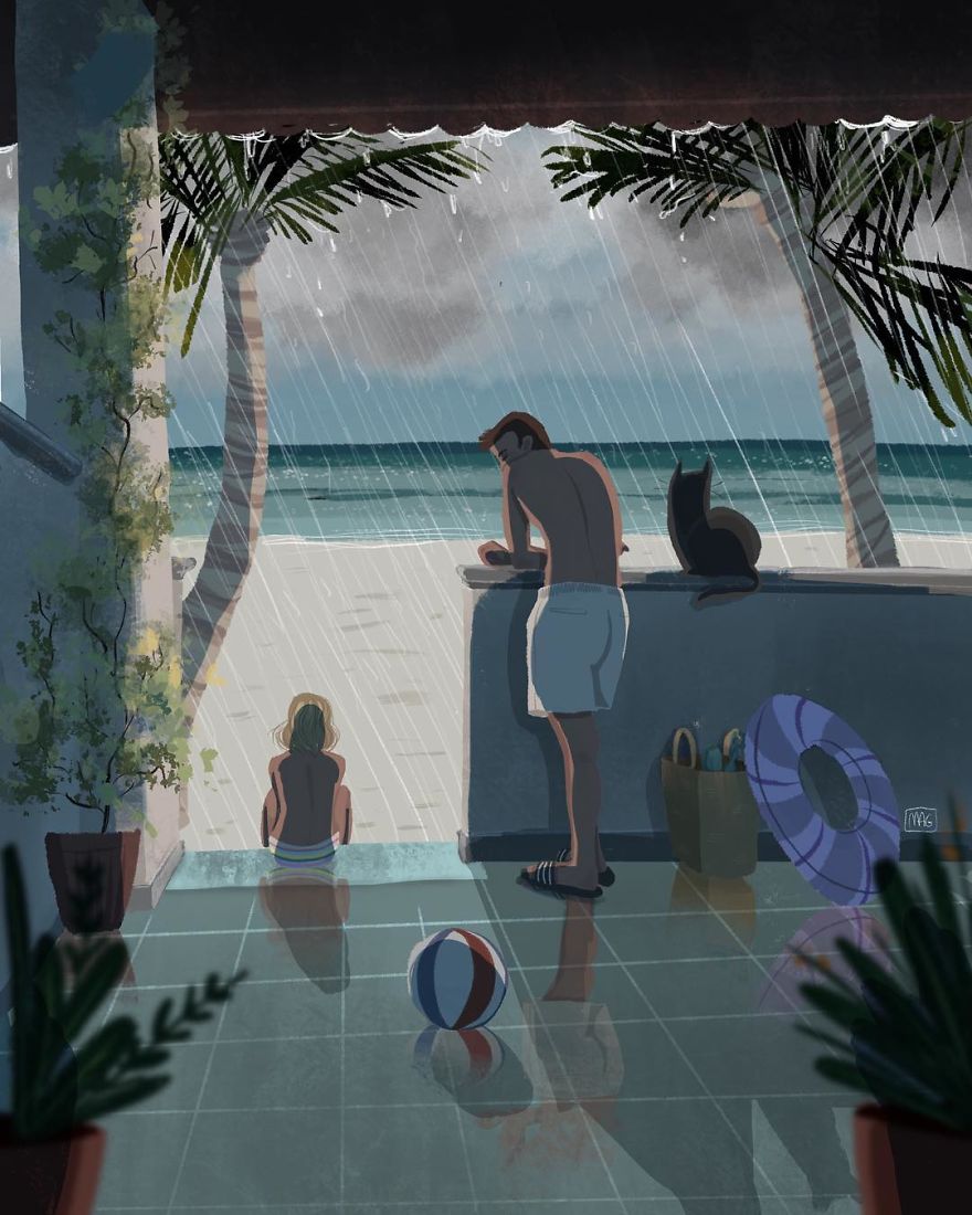 Italian Illustrator Shows In Sweet Illustrations That Even Cats Being Independent, They Can Be His Best Friends