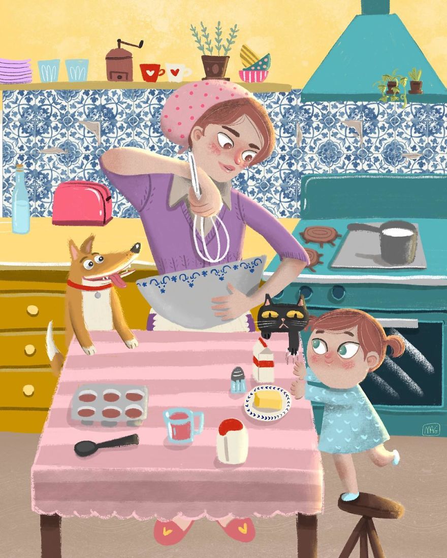 Italian Illustrator Shows In Sweet Illustrations That Even Cats Being Independent, They Can Be His Best Friends