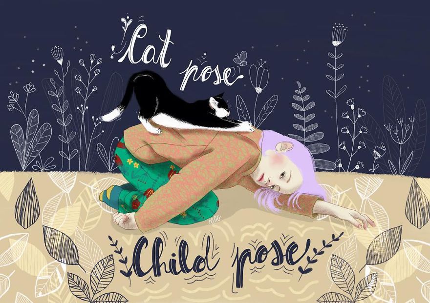 Italian Illustrator Shows In Sweet Illustrations That Even Cats Being Independent, They Can Be His Best Friends