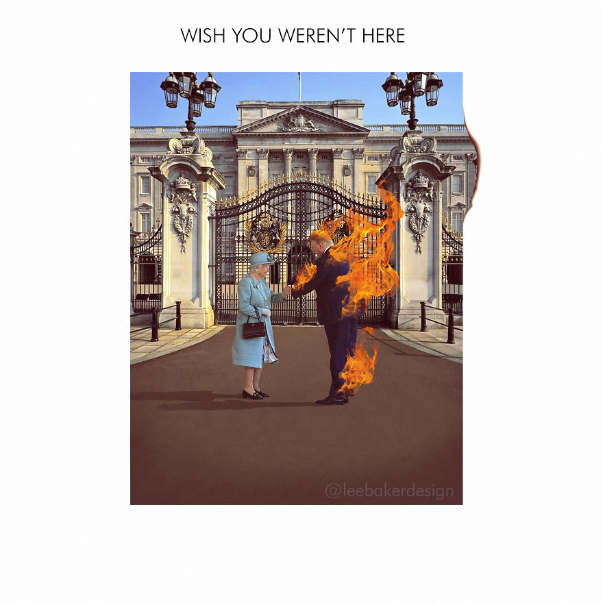 "Goodness Gracious Mr Trump, I Do Wish You Weren't Here." "Goodness Gracious Mr Trump, I Do Wish You Weren't Here."