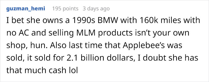 Woman Mocks Guy That Wanted To Take Her On A Date To Applebee's, Gets Destroyed With 19 Responses