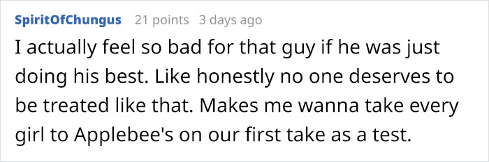 Woman Mocks Guy That Wanted To Take Her On A Date To Applebee's, Gets Destroyed With 19 Responses Woman Mocks Guy That Wanted To Take Her On A Date To Applebee's, Gets Destroyed With 19 Responses