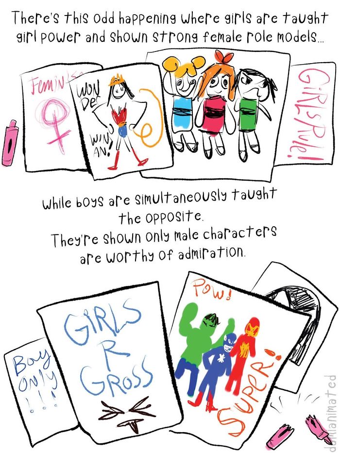 Guy Illustrates How Boys Develop Sexism From Seemingly Small Interactions With Adults Guy Illustrates How Boys Develop Sexism From Seemingly Small Interactions With Adults
