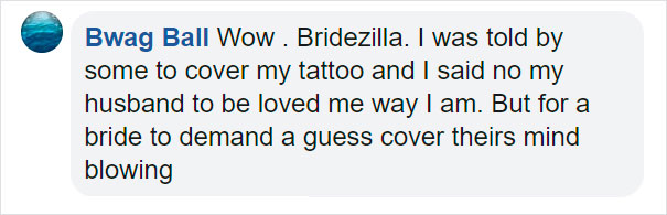 Bride Asks Guest To Cover Her Tattoos For The Wedding, So She Shares Their Full Conversation On Bride Shaming Group Bride Asks Guest To Cover Her Tattoos For The Wedding, So She Shares Their Full Conversation On Bride Shaming Group
